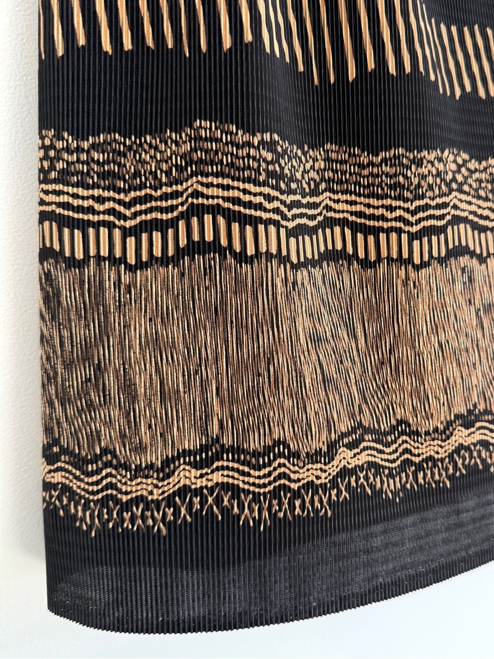 Vintage Carroll Reed Black Gold Pleated Midi Skirt Womens Size Medium 90s - Picture 3 of 10